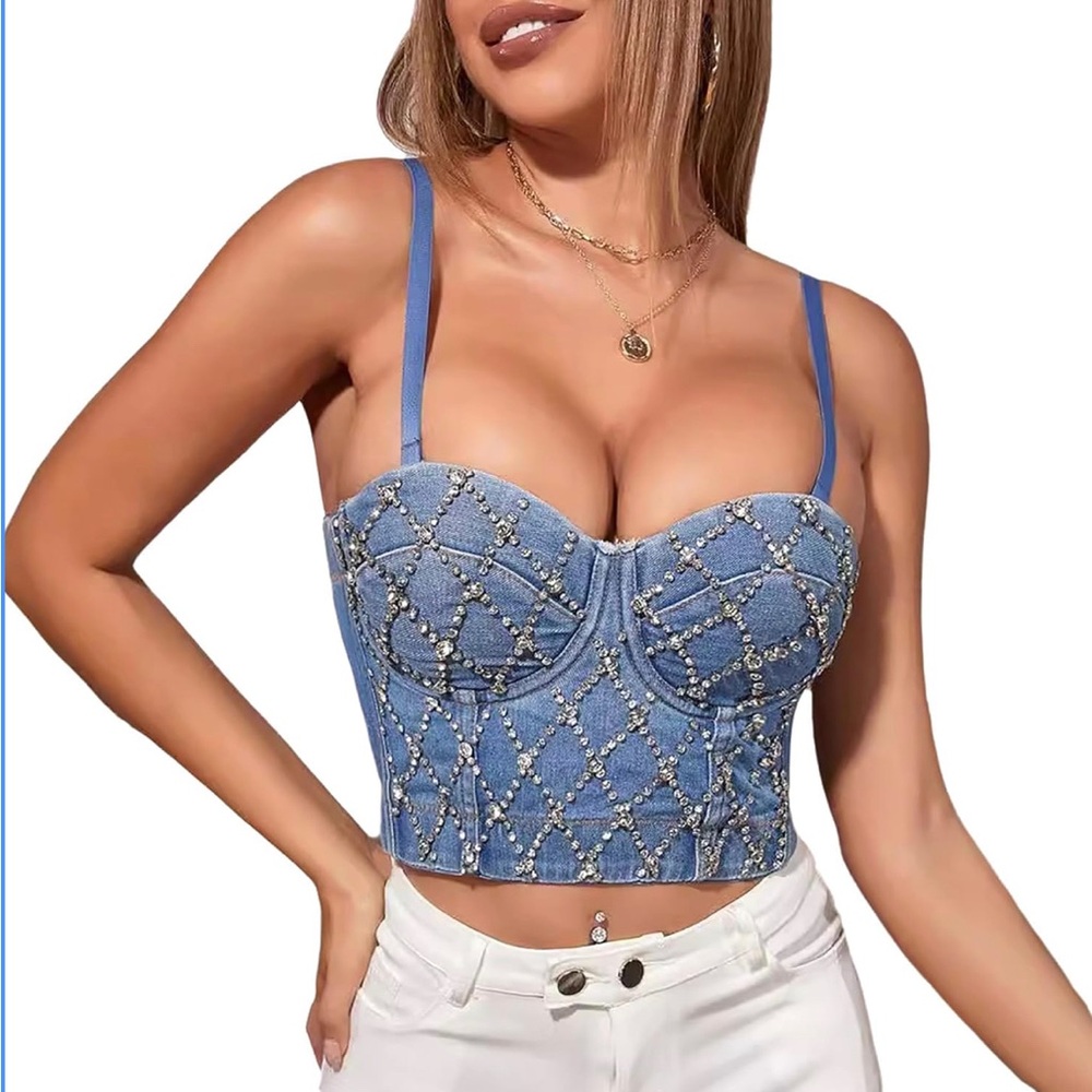 Lydia Jean Bedazzled Bustier Top Size L